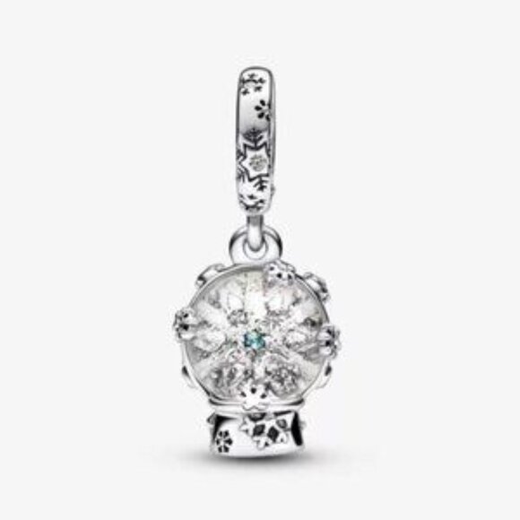 Pandora Snowflake Snow Globe Dangle Charm - Picture 2 of 4